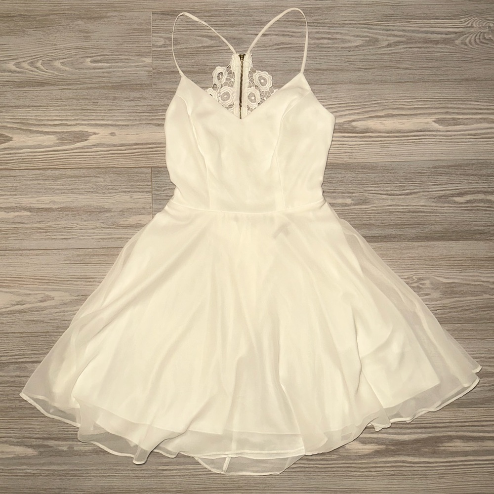NWT City Triangles White Spaghetti Strap Dress with Lace Back